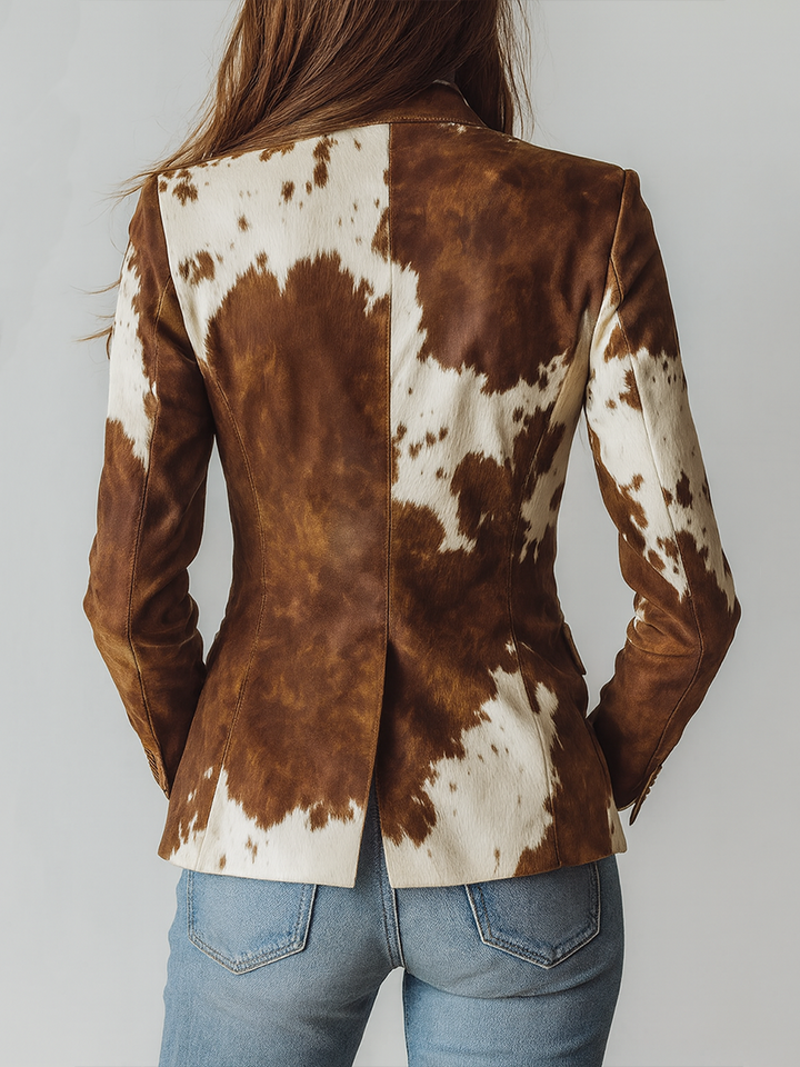 Agathe | Vintage Cow Print Statement Blazer