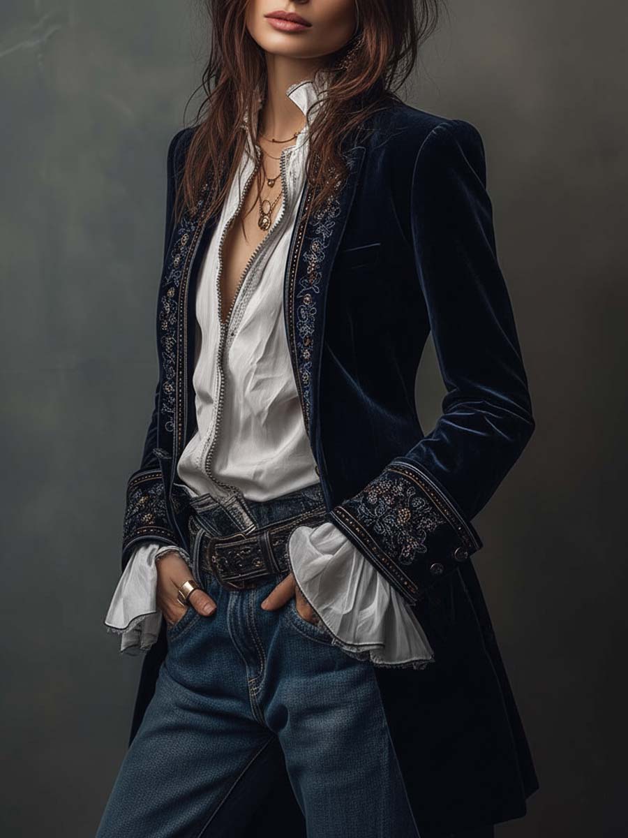 Athénaïs | Vintage Embroidered Longline Jacket