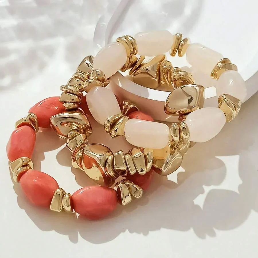 Bohemian Retro Geometric Thick Acrylic Beaded Bracelet