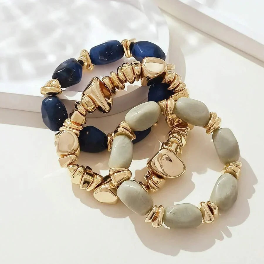 Bohemian Retro Geometric Thick Acrylic Beaded Bracelet