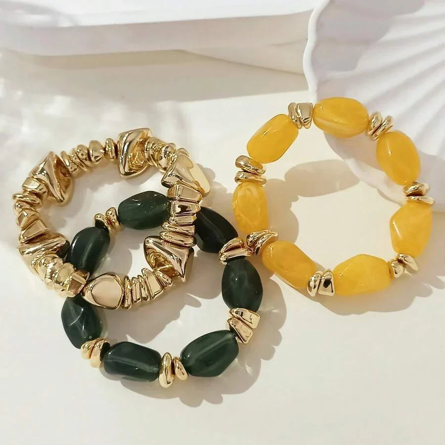 Bohemian Retro Geometric Thick Acrylic Beaded Bracelet
