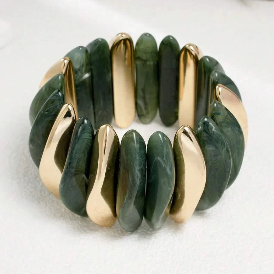 Bohemian Retro Geometric Thick Acrylic Beaded Bracelet