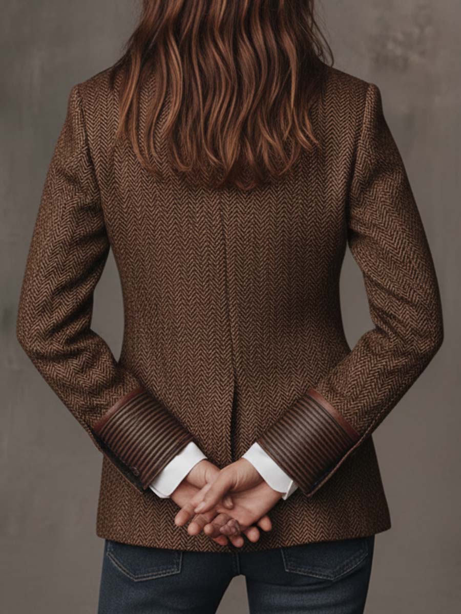 Gisèle | Herringbone Print Panelled Blazer