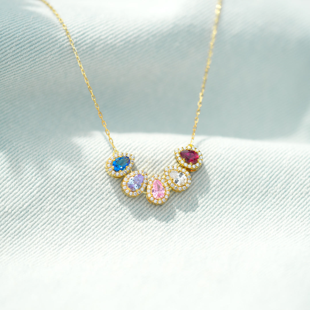 Tears of Joy Teardrop Family Birthstone Necklace