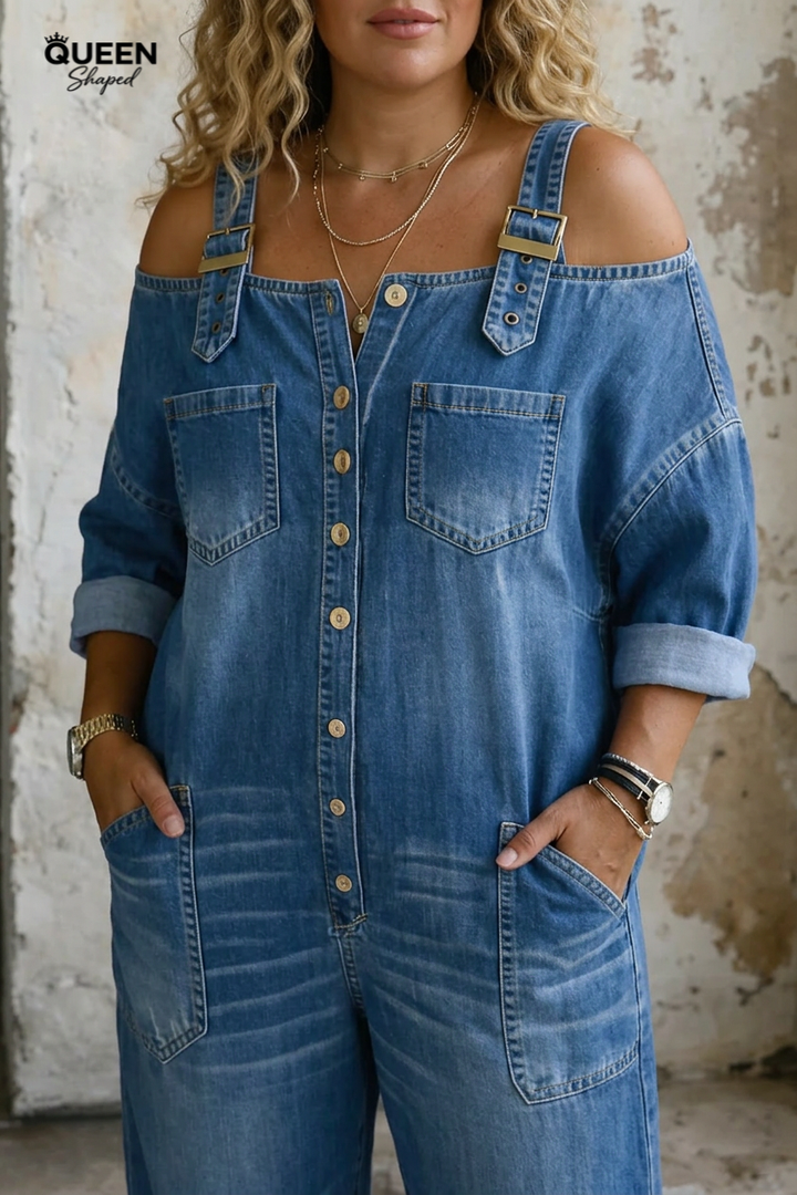 Sophia | Off Shoulder Denim Jumpsuit