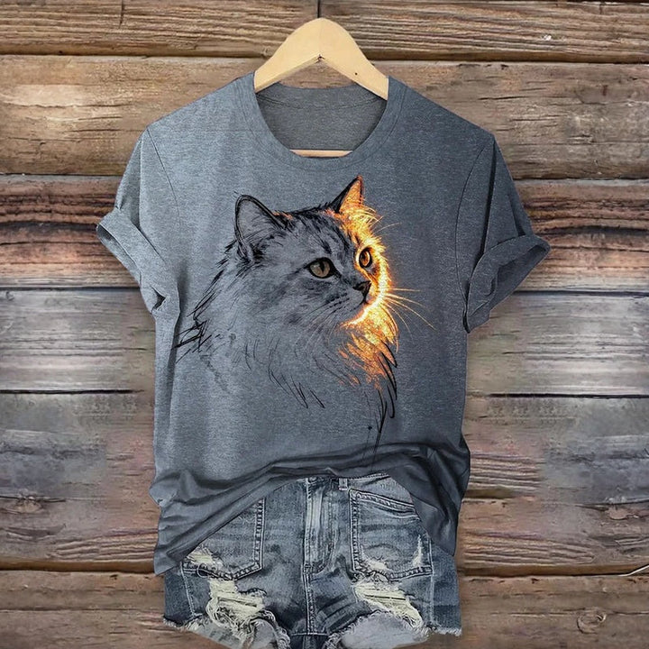 Mia | Casual Cat Print T-Shirt