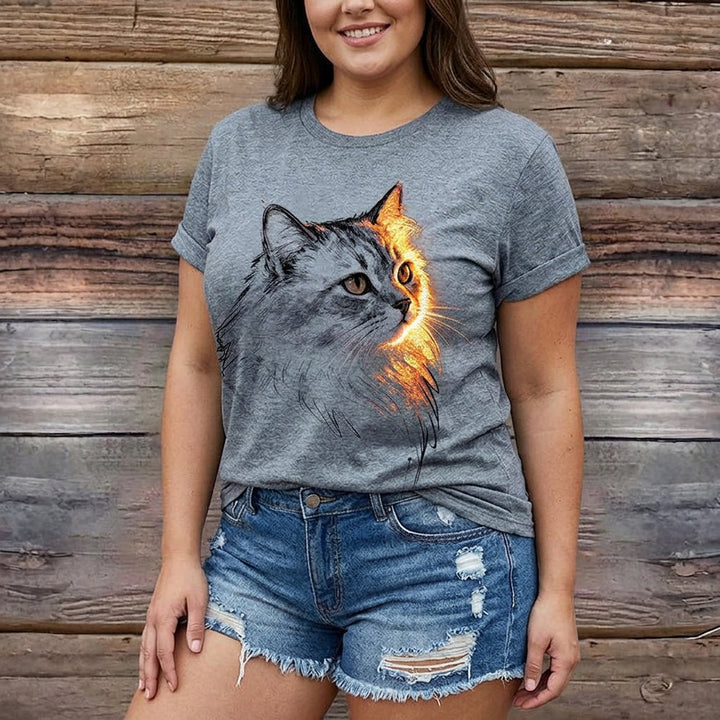 Mia | Casual Cat Print T-Shirt
