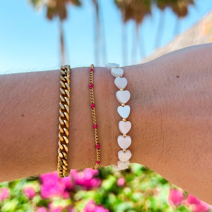 Bohemian Stone Shell Heart Bracelet