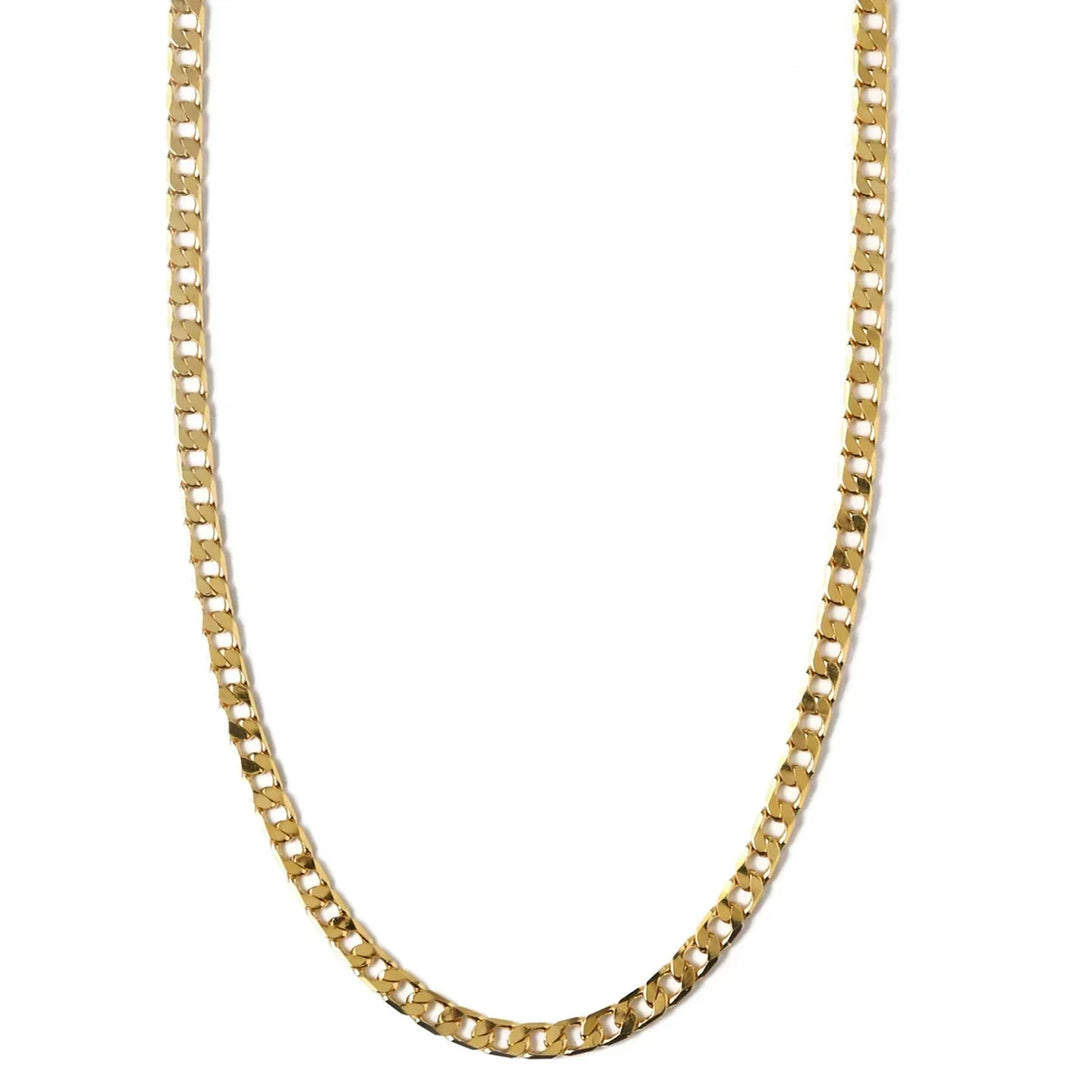 Flat Link Curb Chain Necklace – Silver Tone