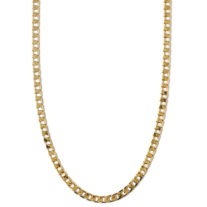 Flat Link Curb Chain Necklace – Silver Tone