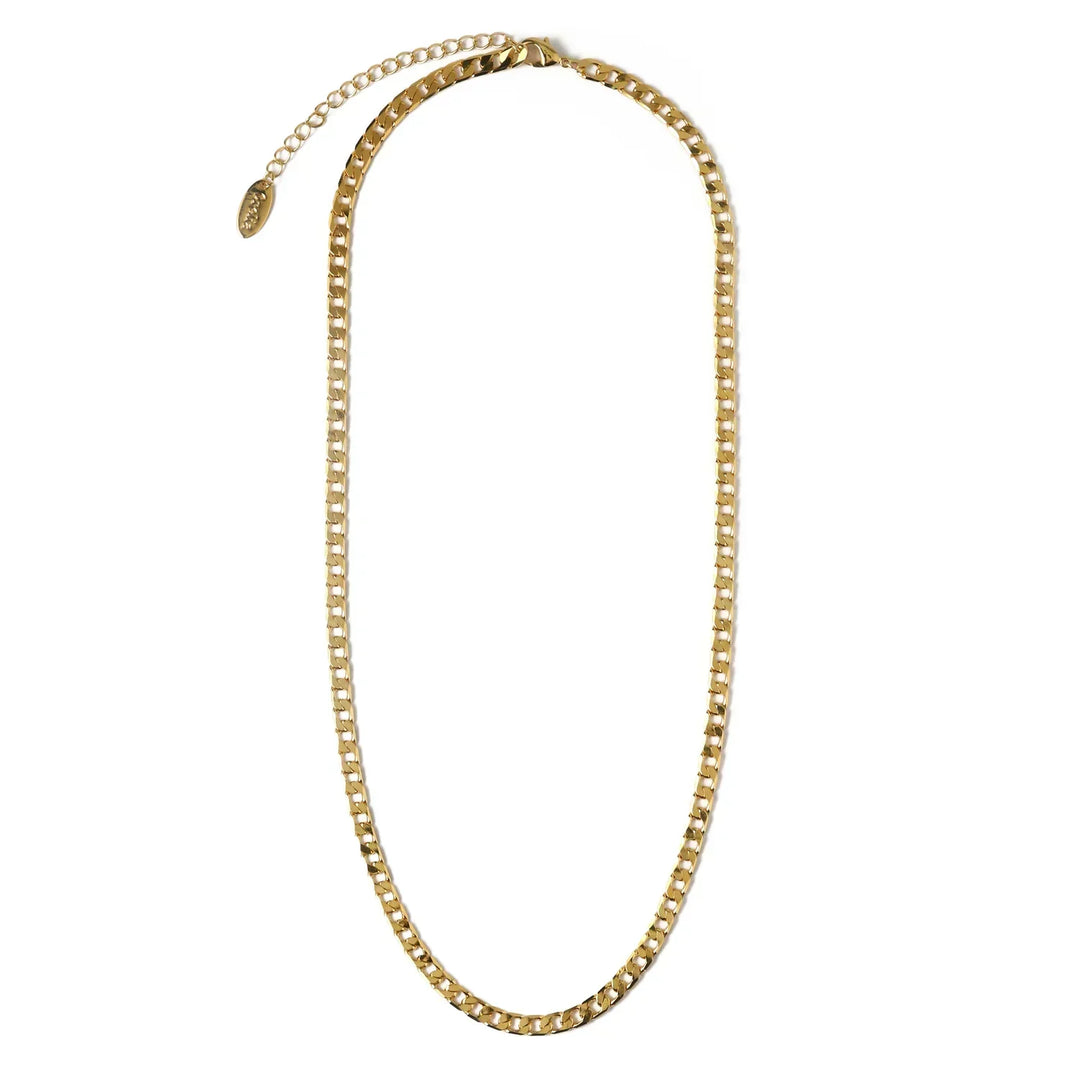 Flat Link Curb Chain Necklace – Silver Tone