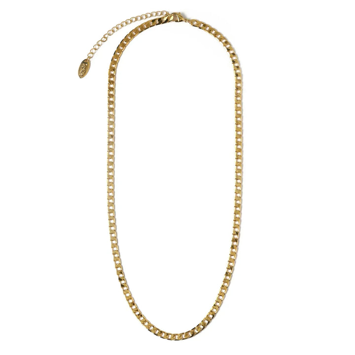 Flat Link Curb Chain Necklace – Silver Tone