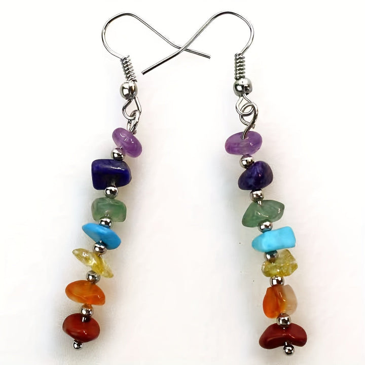 Boho Colorful Gemstone Drop Earrings