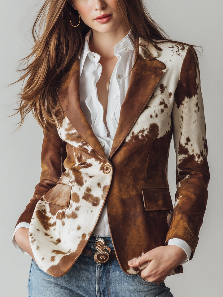 Agathe | Vintage Cow Print Statement Blazer