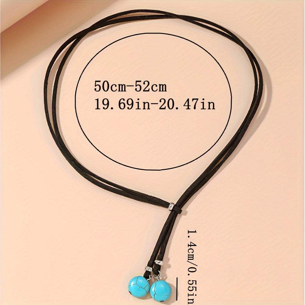Minimalist Boho Turquoise Round Beads Adjustable Choker Necklace
