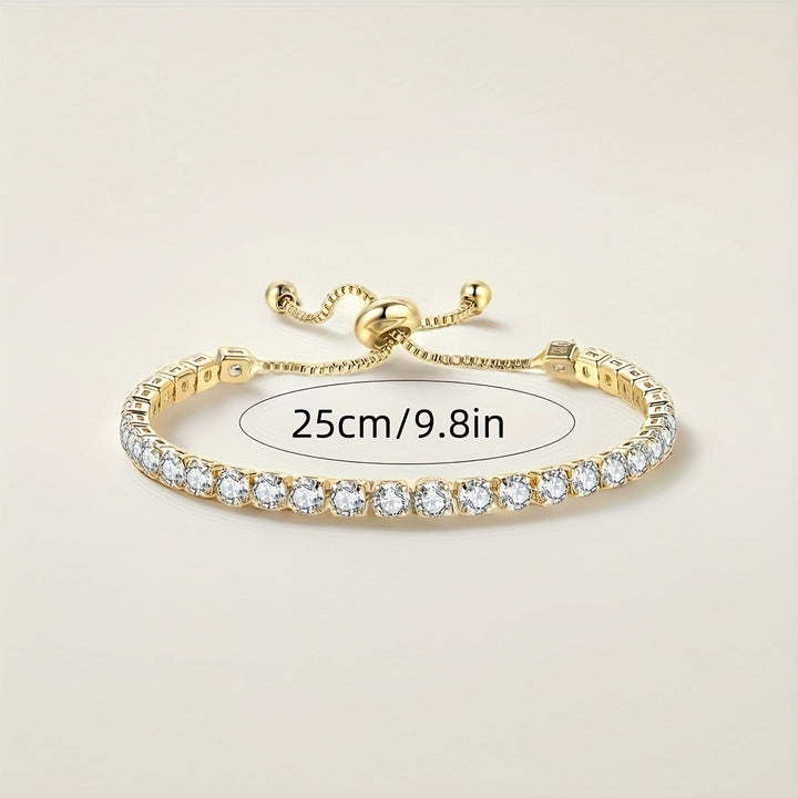 Elegant Gold Plated Zirconia Adjustable Tennis Bracelet
