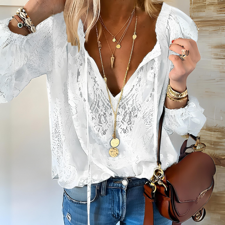 Jovita - Crocheted Women's Boho Blouse