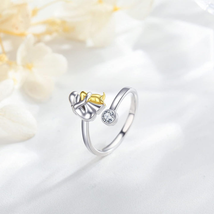Silver Dog Ring with Zirconia Stones