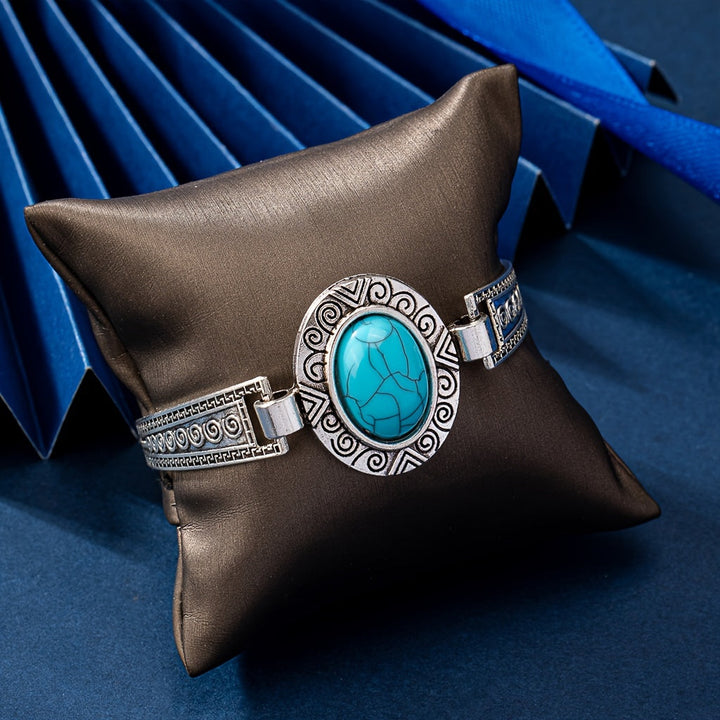 Vintage Turquoise Accent Vintage Silver Bracelet
