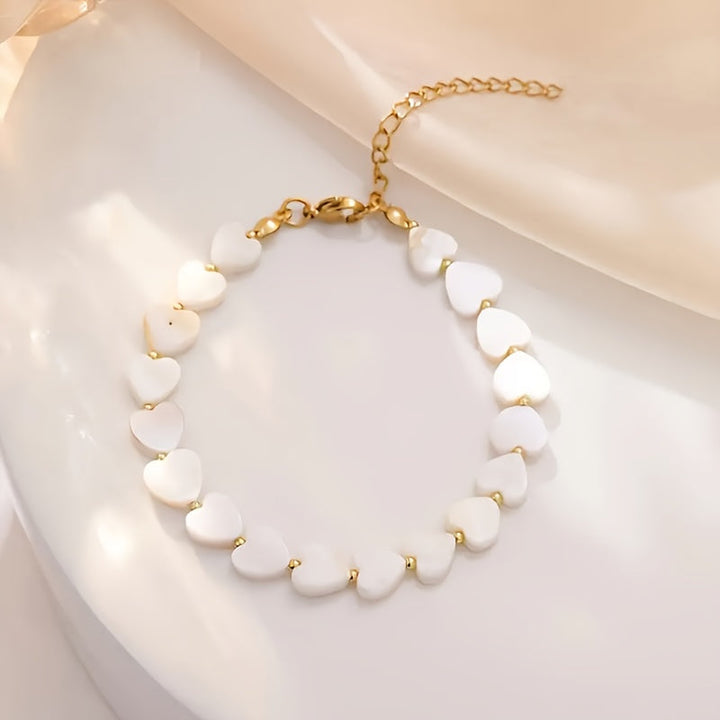 Bohemian Stone Shell Heart Bracelet