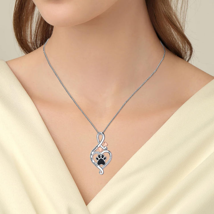 Lucky Paw Necklace with Heart, Bone and Infinity Symbol