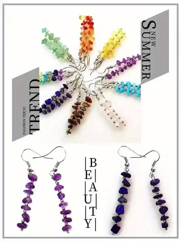 Boho Colorful Gemstone Drop Earrings