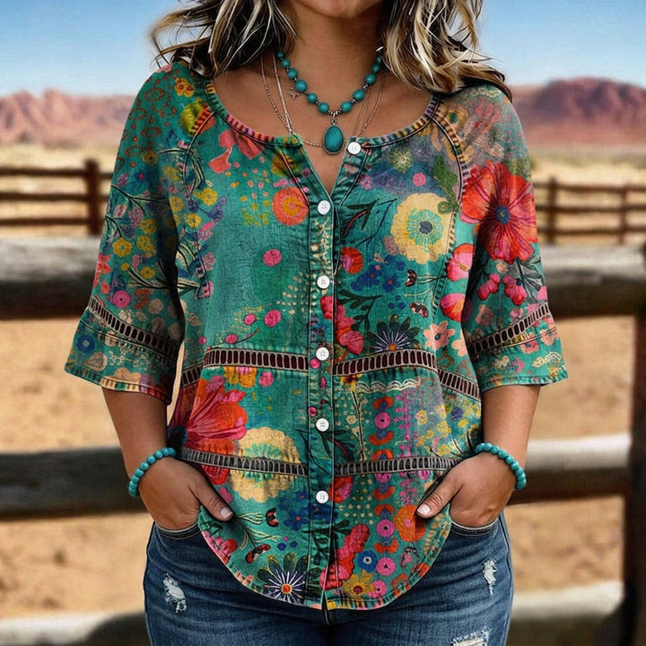 Emily | Vintage Floral Print Blouse