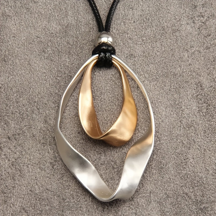 Elegant Modern Mixed-Metal Abstract Pendant Necklace