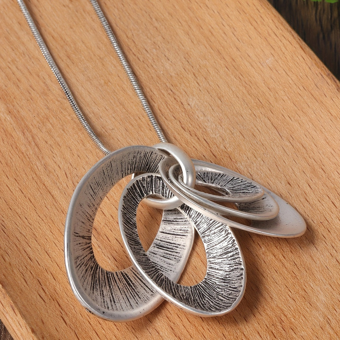 Vintage Silver Tone Multi Layer Necklace and Earrings Set
