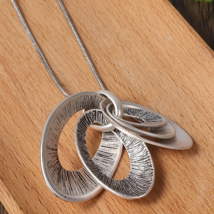 Vintage Silver Tone Multi Layer Necklace and Earrings Set