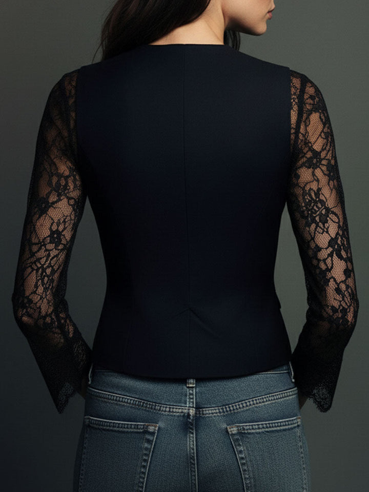 Noémie | Blazer Top with Sheer Sleeves