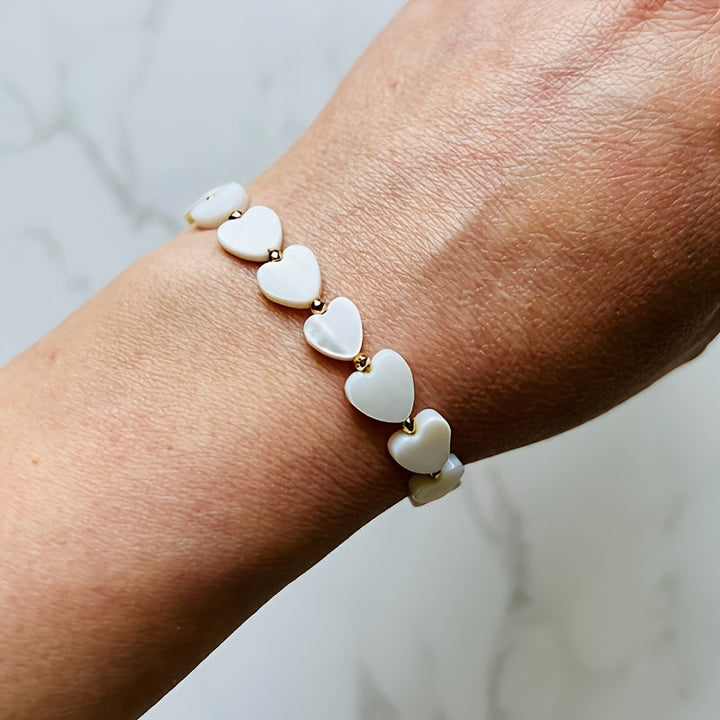 Bohemian Stone Shell Heart Bracelet