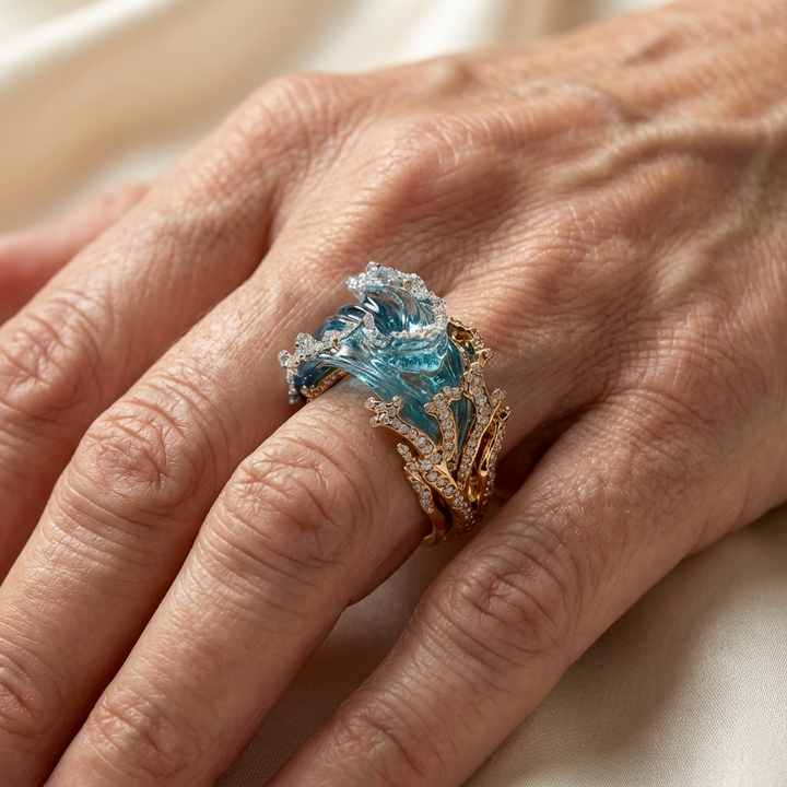 Ocean Wave Ring – Gold Tone