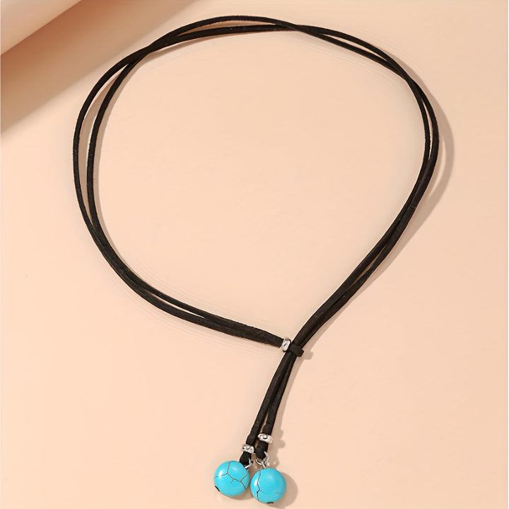 Minimalist Boho Turquoise Round Beads Adjustable Choker Necklace