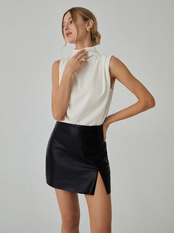 Ava Pleated High Neck Blouse