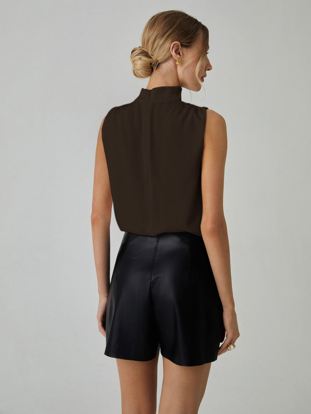 Ava Pleated High Neck Blouse