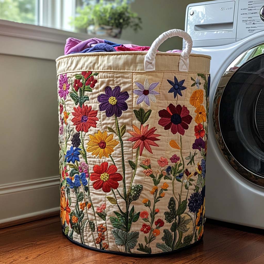 Floraison Lumineuse | Panier de Rangement Matelassé