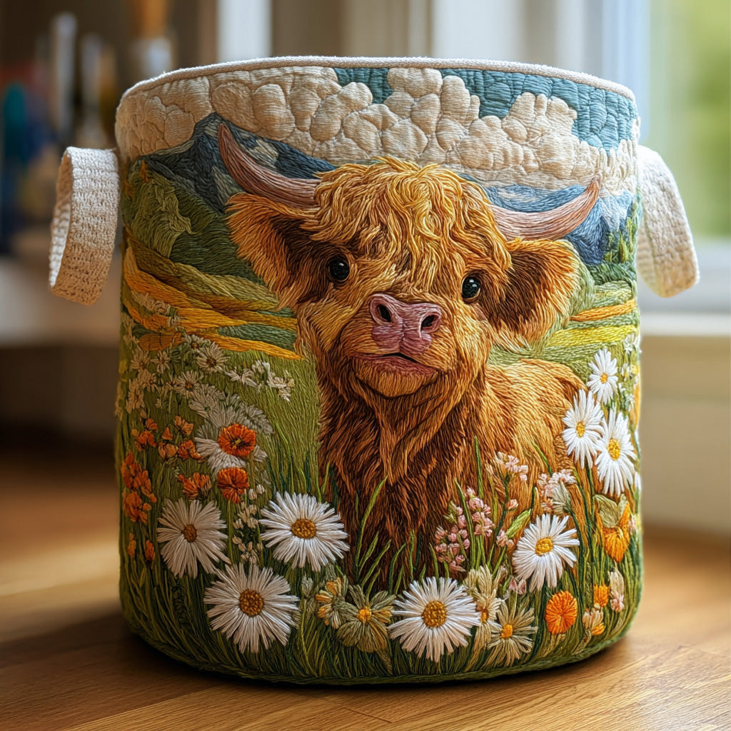 Fleurs des Highlands | Panier de Rangement Matelassé