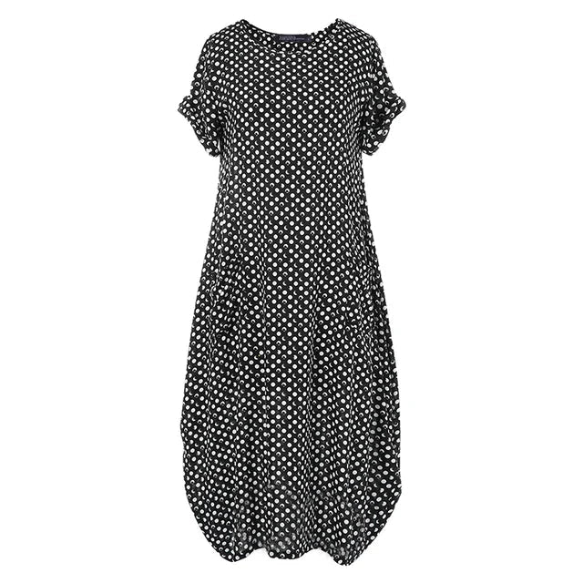 Aria - Casual Polka Dot Baggy Maxi Dress