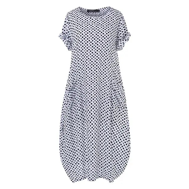 Aria - Casual Polka Dot Baggy Maxi Dress