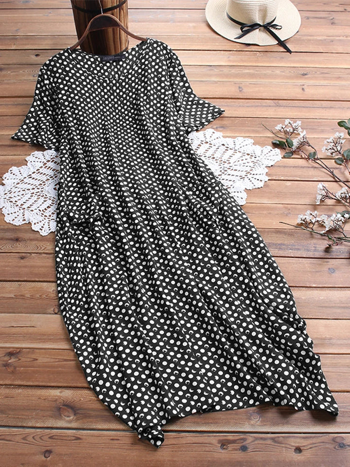 Aria - Casual Polka Dot Baggy Maxi Dress