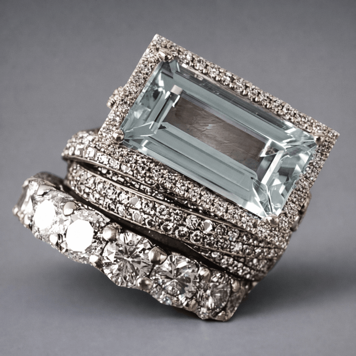 Vintage Silver Turquoise Glass Stackable Ring Set