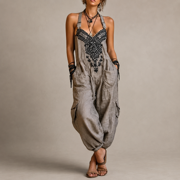 Emma – Bohemian Embroidered Jumpsuit