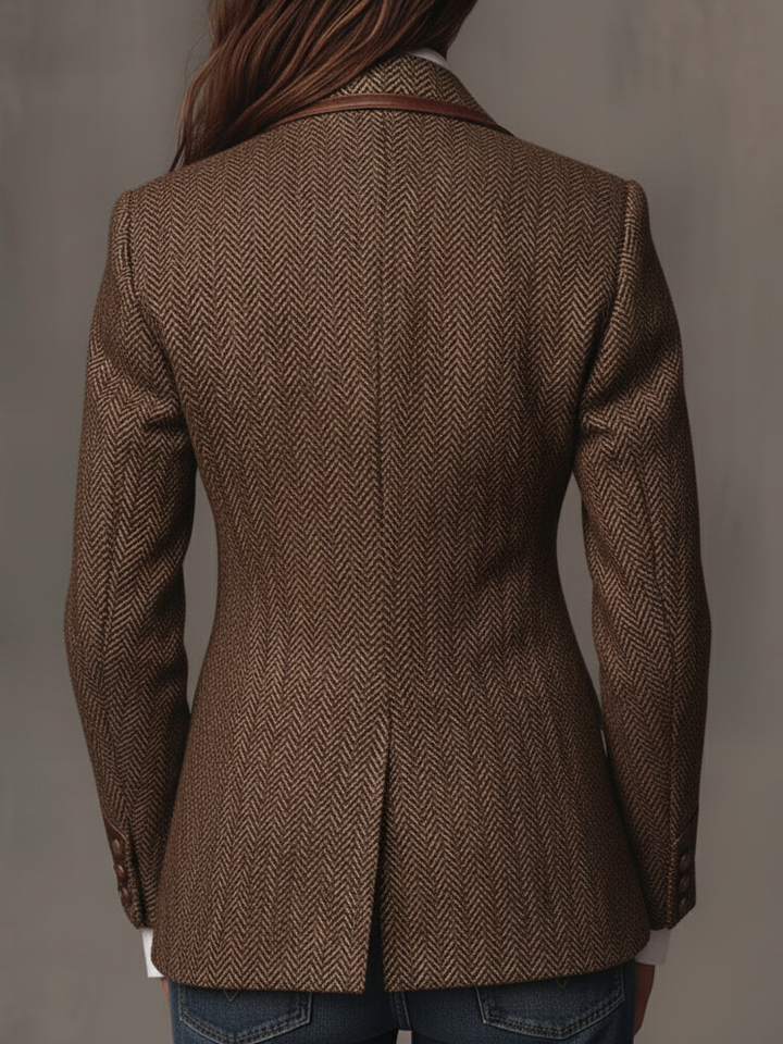 Gisèle | Herringbone Print Panelled Blazer
