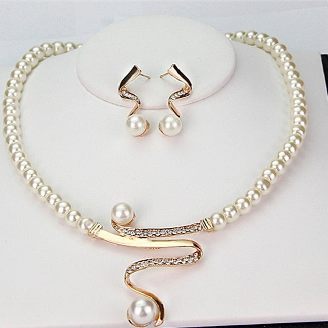 Pearl Necklace + Earrings Set