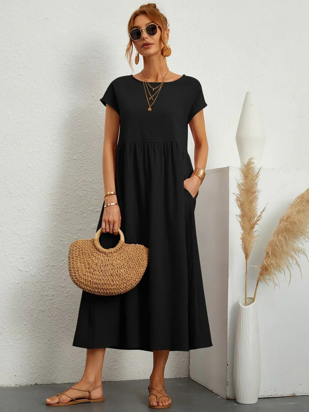 Gabrielle™ – Timeless Fluid Midi Dress
