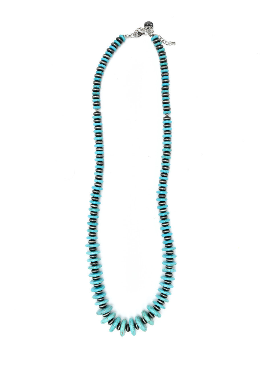 Elegant Vintage Boho Turquoise Disc Bead Necklace