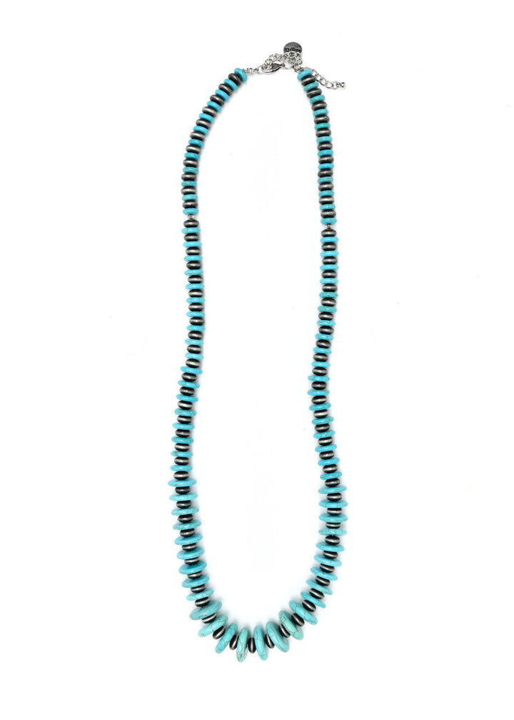 Elegant Vintage Boho Turquoise Disc Bead Necklace