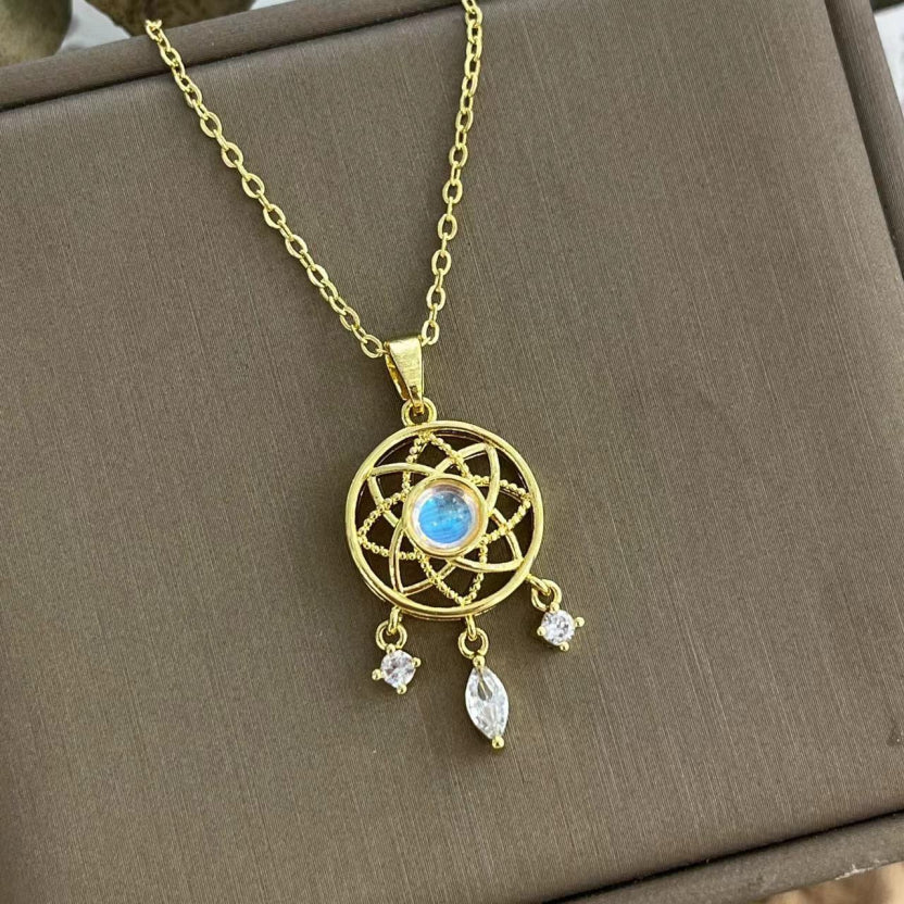 Moonstone-Look Dreamcatcher Necklace