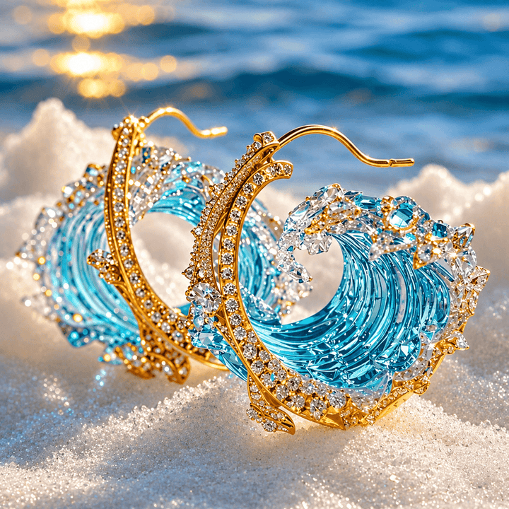 Ocean Wave Gold Earrings
